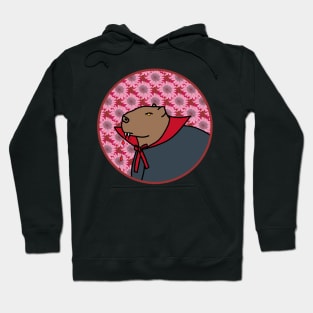 Portrait of a Halloween Horror Vampire Capybara Hoodie